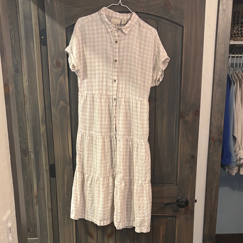 Cynthia Rowley Womens Cream Gingham Midi Dress